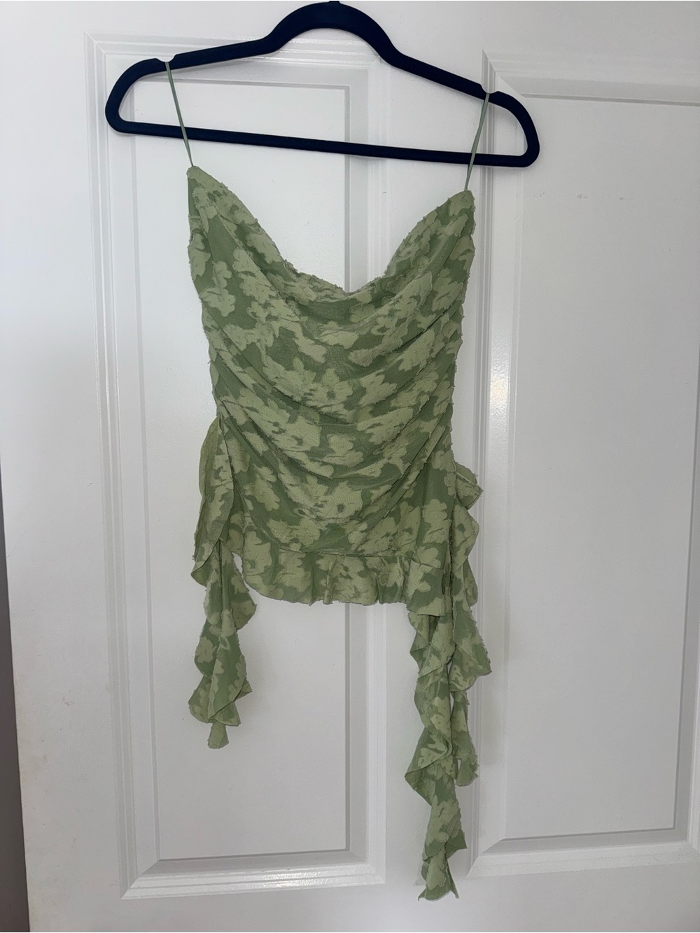 Light Green Floral Draped Camisole Top
